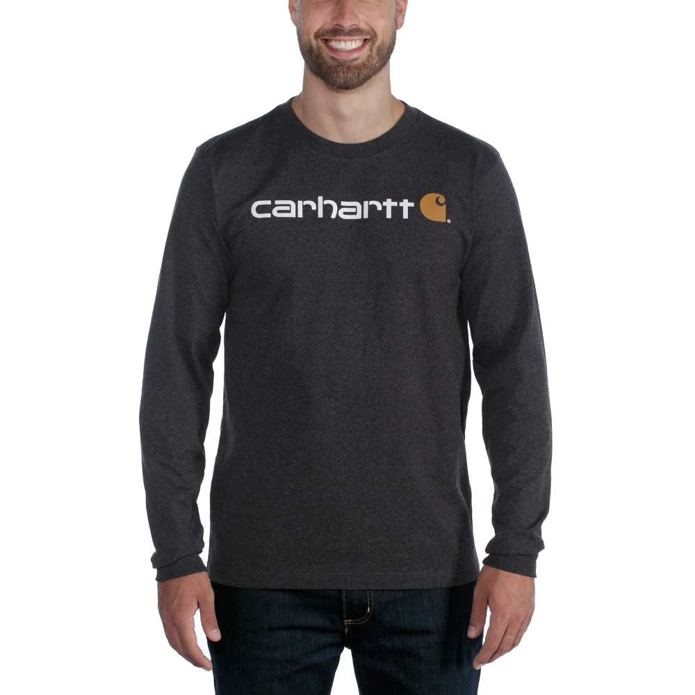 Carhartt Mens Core Logo Long Sleeve Cotton Crewneck T Shirt