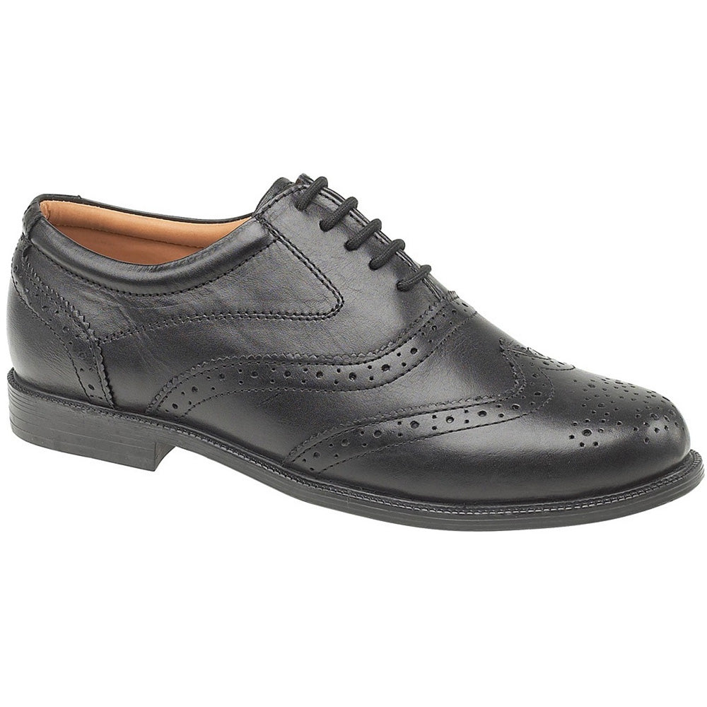 Amblers Mens Liverpool Lace Leather Oxford Brogue Style Shoe Black