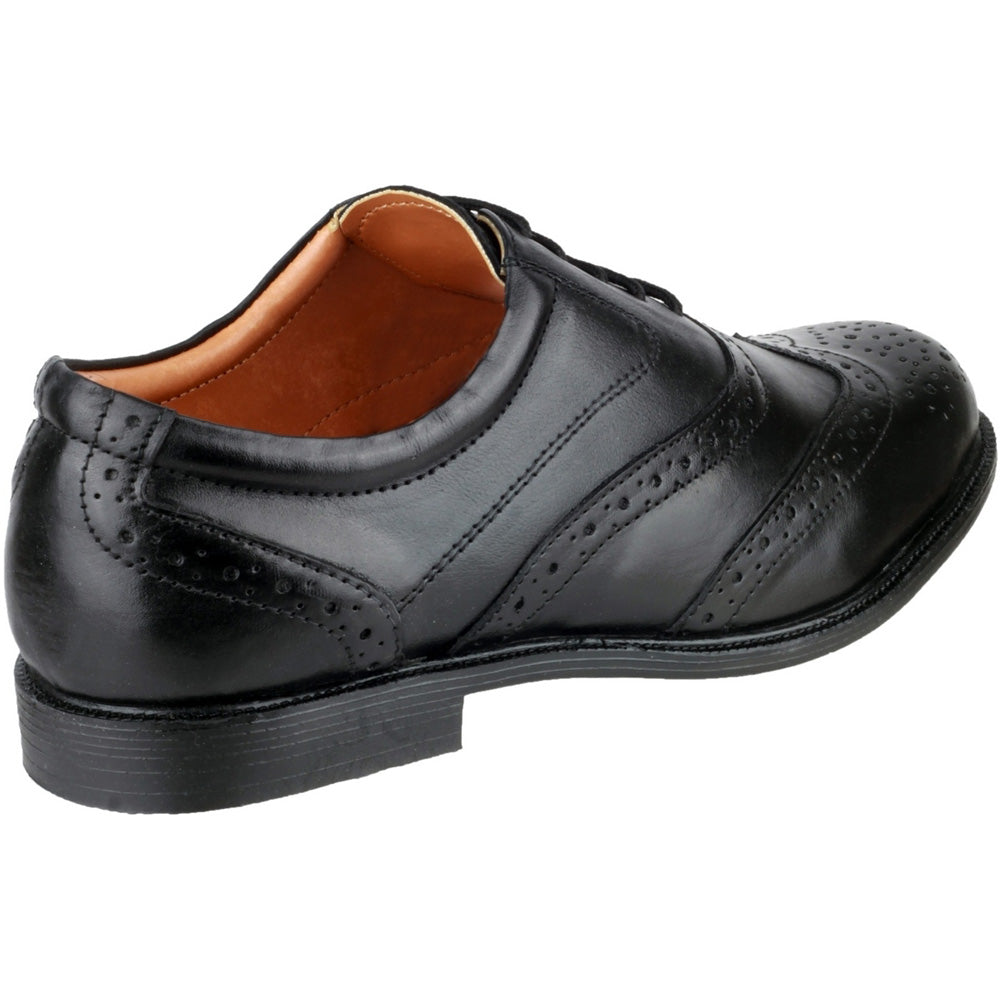 Amblers Mens Liverpool Lace Leather Oxford Brogue Style Shoe Black