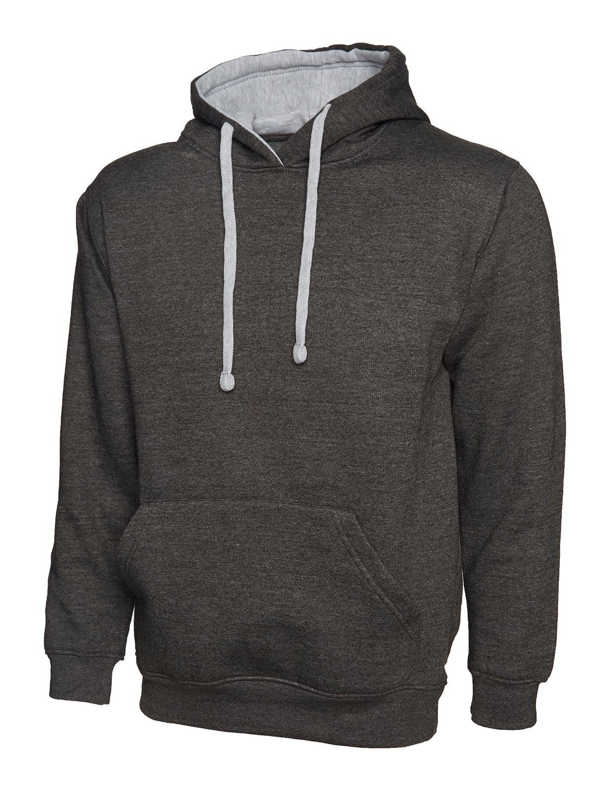 Contrast Hooded Sweatshirt  - Charcoal/Heather Grey