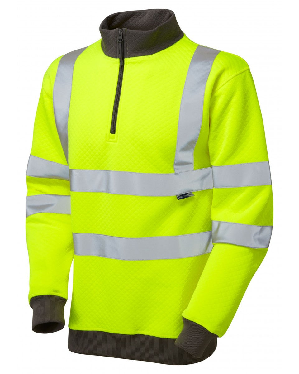 BRYNSWORTHY ISO 20471 Cl 3 1/4 Zip Sweatshirt - HV Yellow