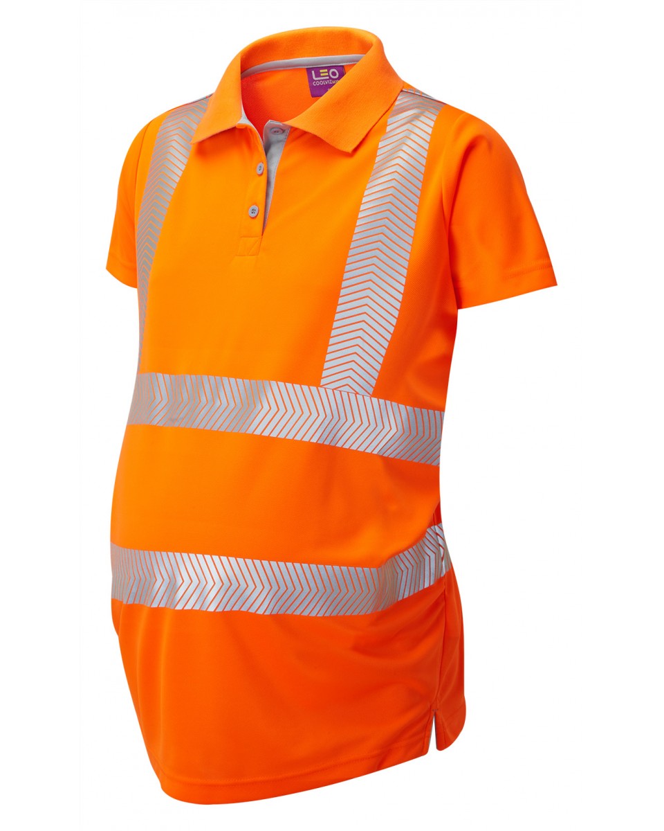 LOVACOTT ISO 20471 Cl 2 Coolviz Ultra Maternity Polo Shirt - HV Orange