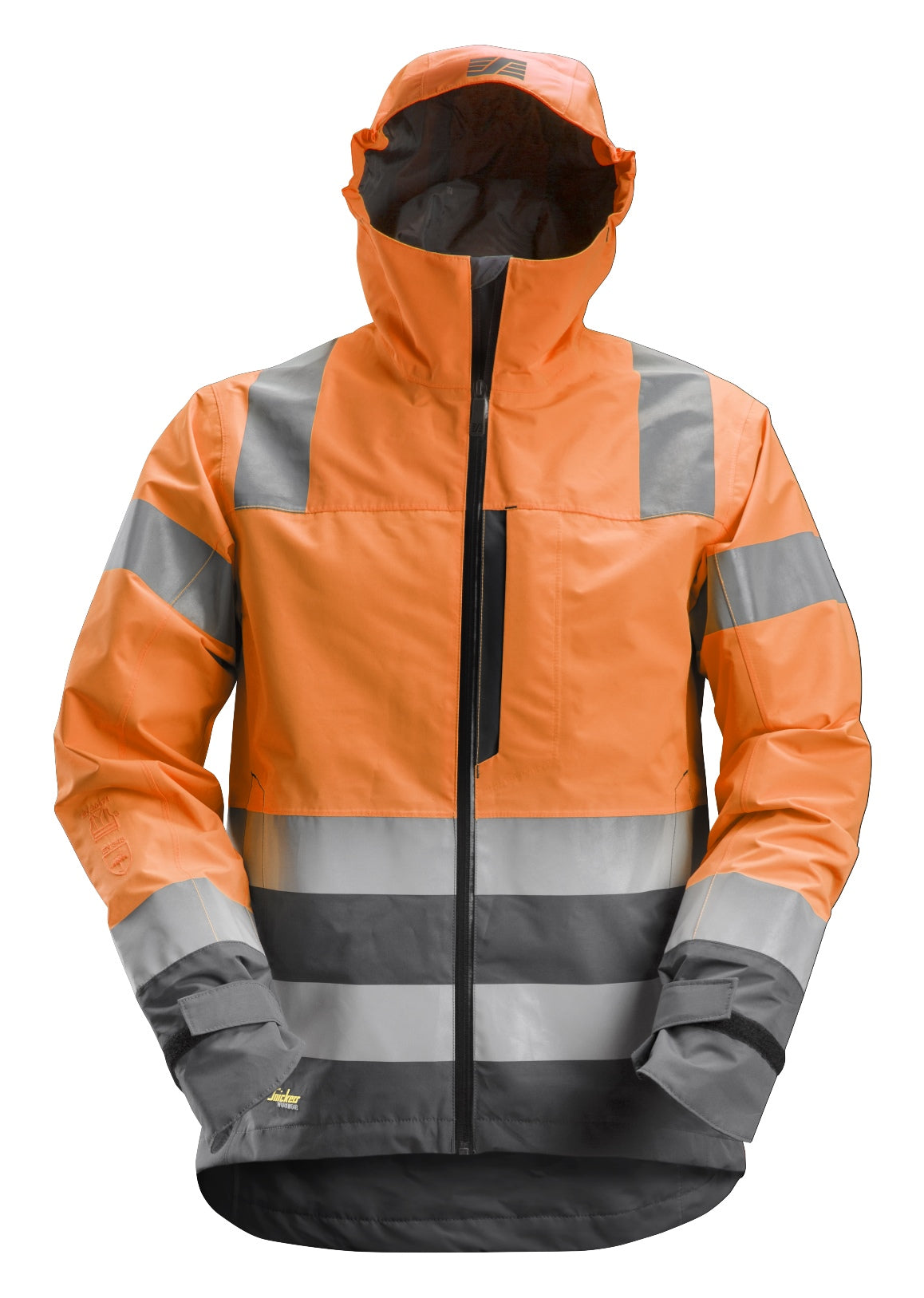 AllroundWork, Hi-Vis Waterproof Shell Jacket Class 3 - High vis orange\Steel grey - 5558