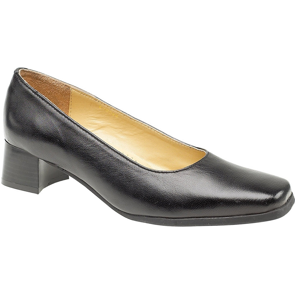 Amblers Ladies Walford Slip On Wide Fit Leather Formal Court Shoe Black