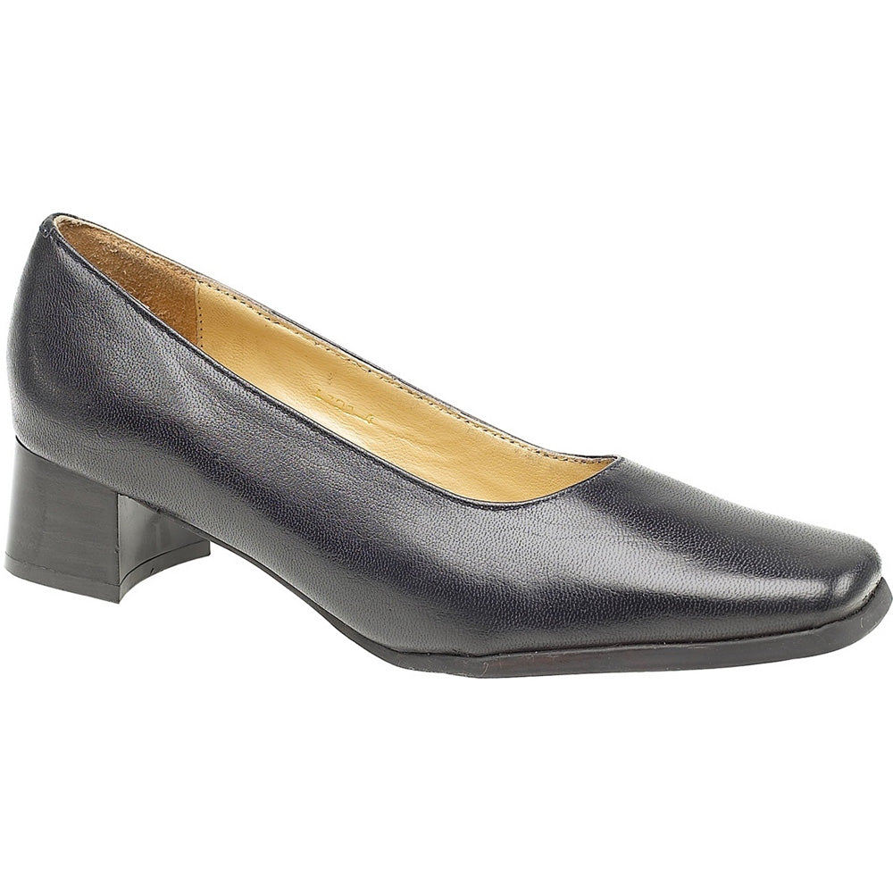Amblers Ladies Walford Slip On Wide Fit Leather Formal Court Shoe Navy