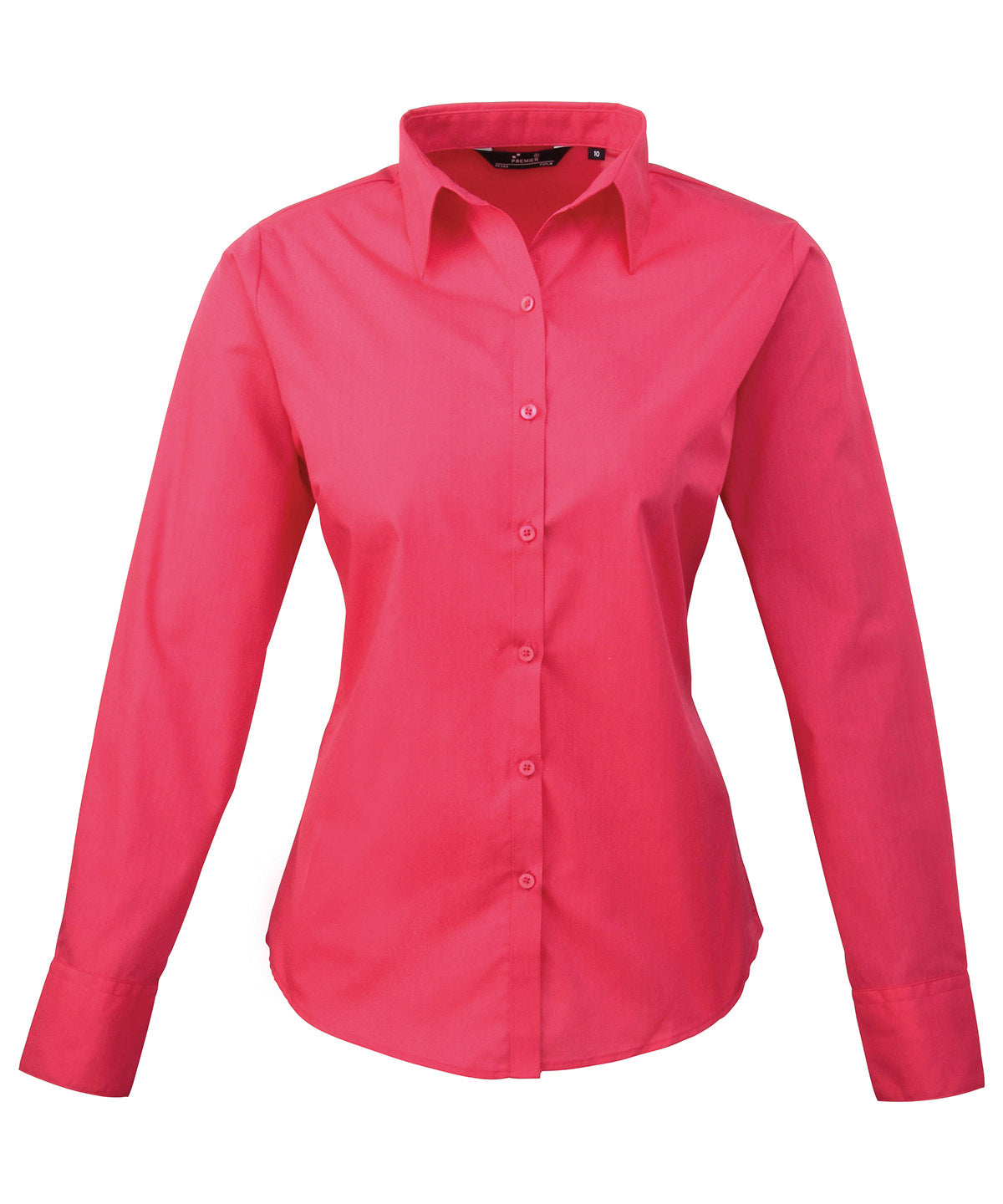 Women's poplin long sleeve blouse - Hot Pink