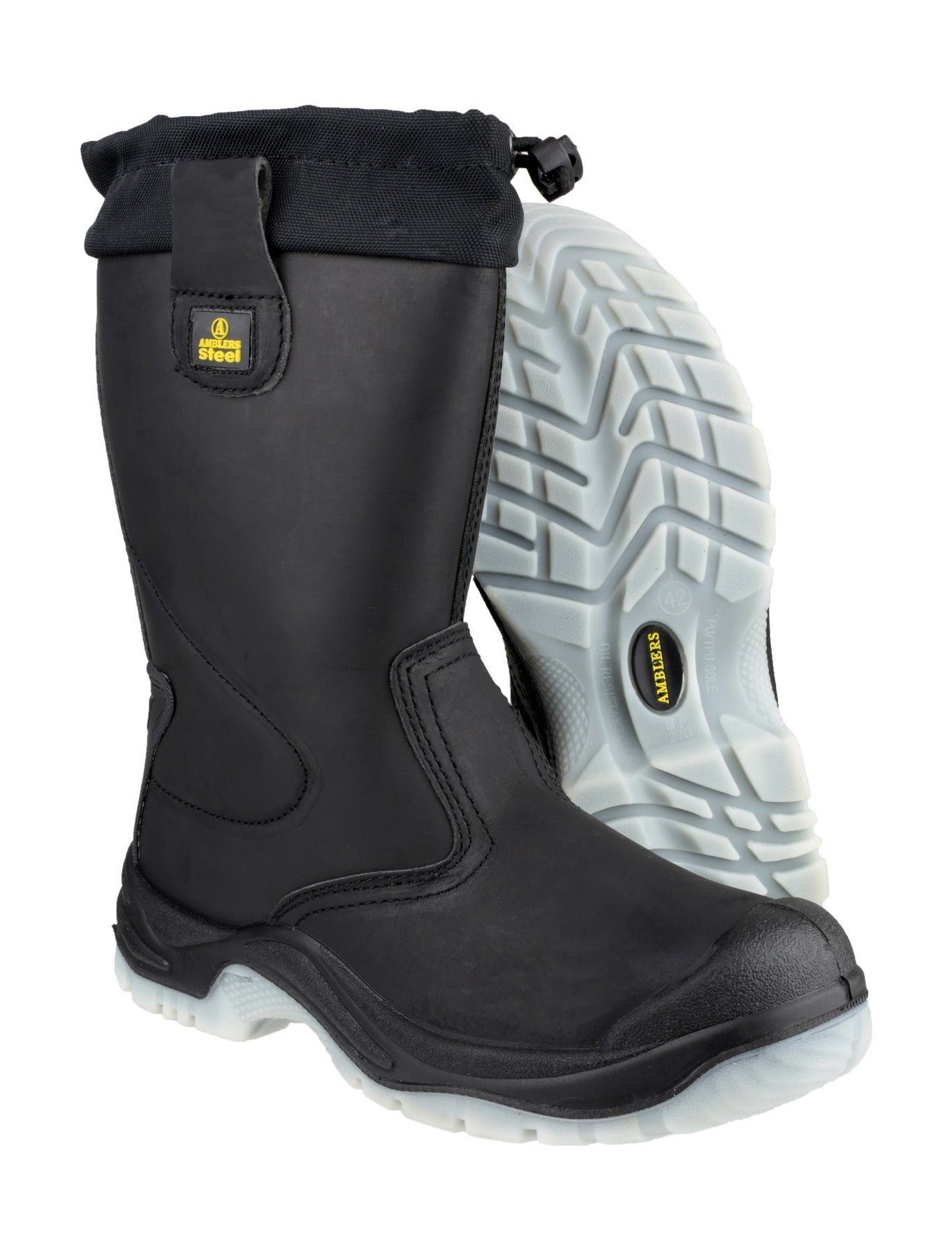 Amblers Safety Mens FS209 Pull On Leather Safety Rigger Boots Black