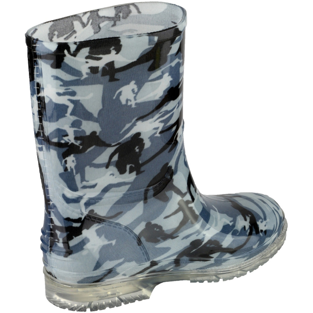 Cotswold Boys Patterned PVC Kids Childrens Welly Wellington Grey