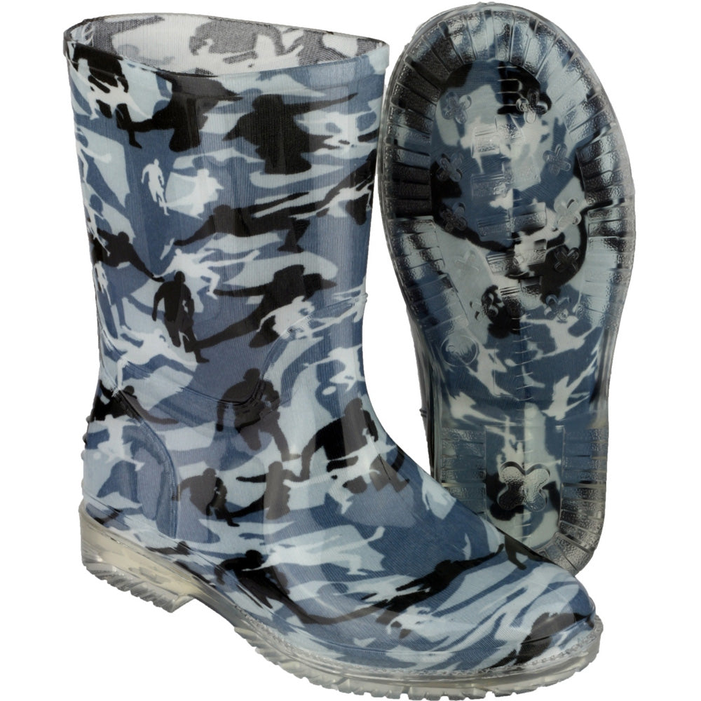 Cotswold Boys Patterned PVC Kids Childrens Welly Wellington Grey