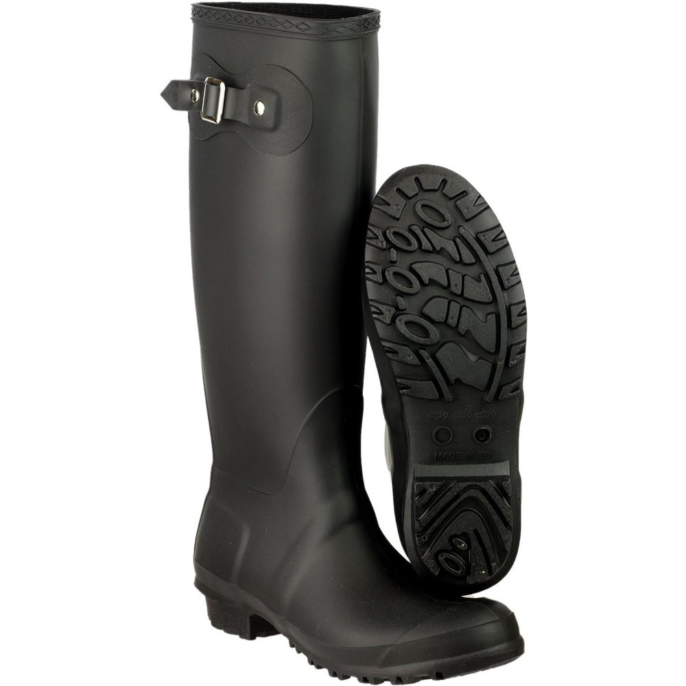 Cotswold Ladies Sandringham Buckled Welly Wellington Boot Black