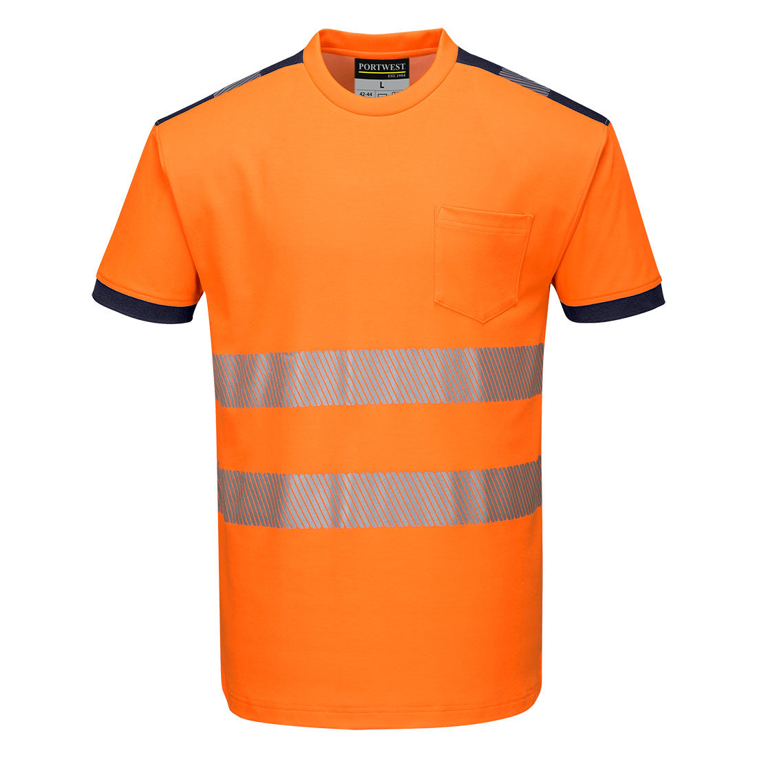 PW3 Hi-Vis Cotton Comfort T-Shirt S/S  - Orange/Navy