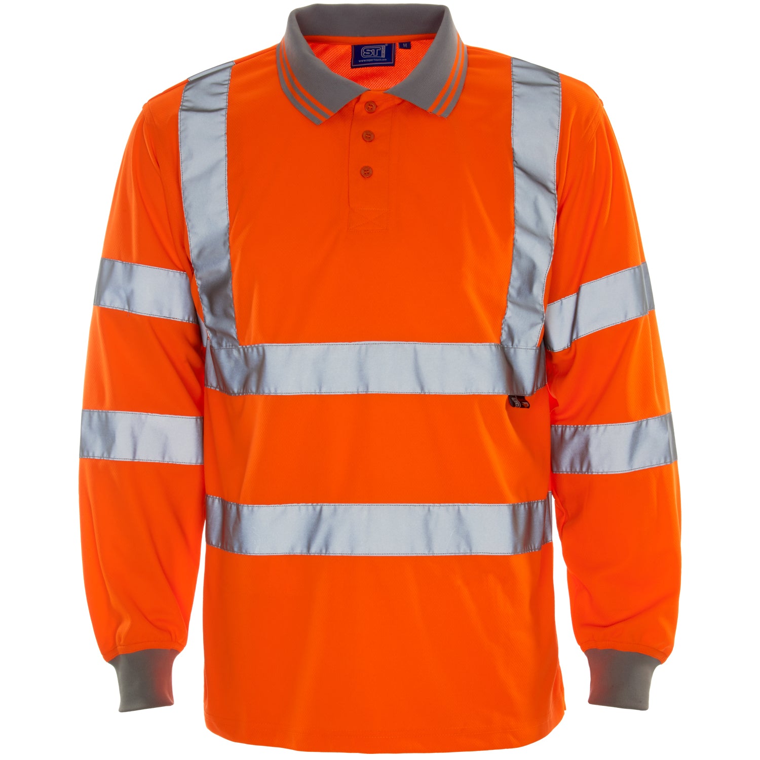HV Long Sleeve Polo Shirt Orange BirdEye Std Tape - S - Orange