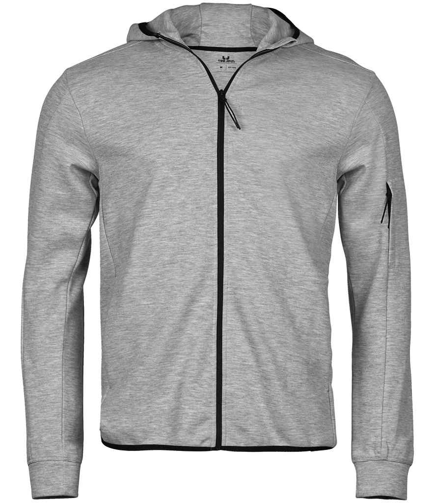 Tee Jays Athletic Hooded Full Zip Sweat Jacket - Heather Grey
