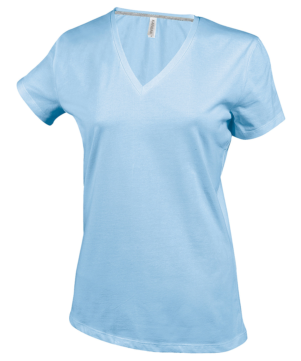Ladies' short-sleeved V-neck T-shirt - Sky Blue