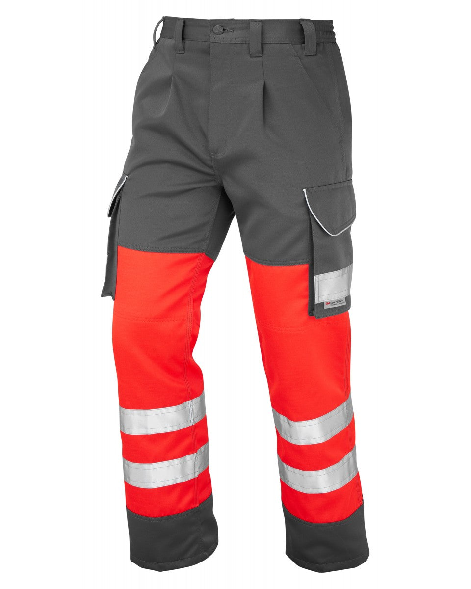 BIDEFORD ISO 20471 Cl 1 Poly/Cotton Cargo Trouser - HV RED/GREY