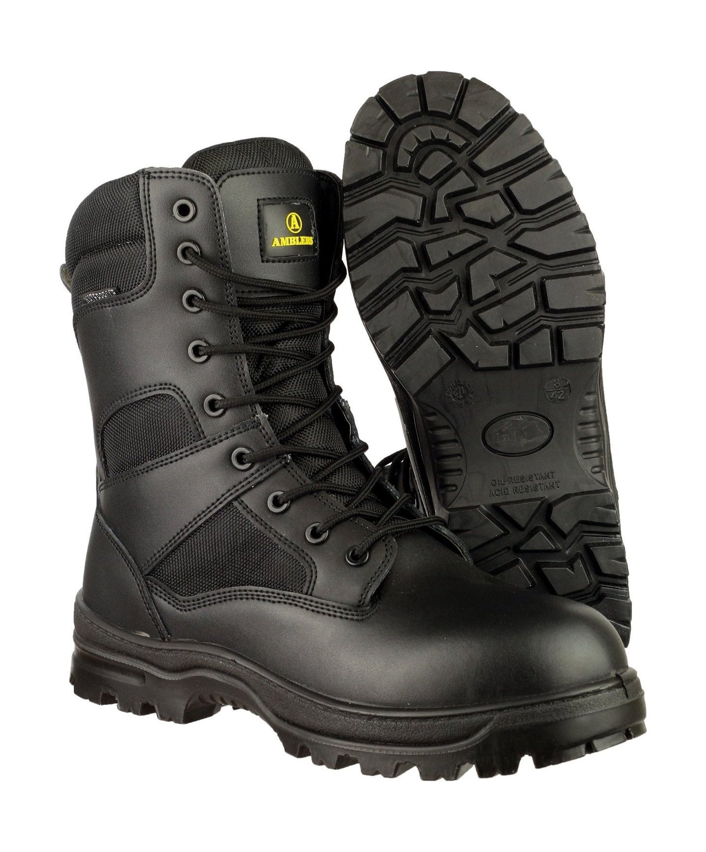 Amblers Safety Mens Combat WP Leather Waterproof Safety Boots Black