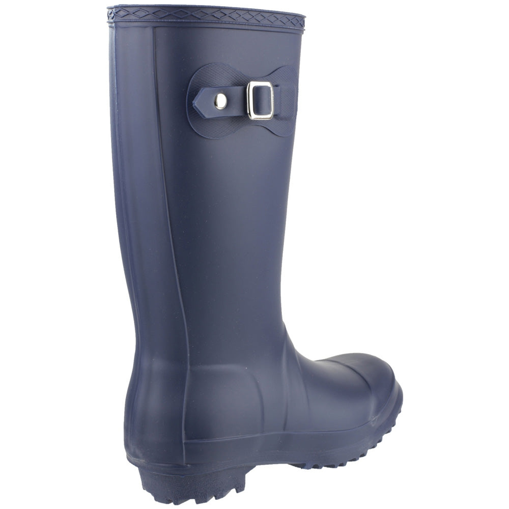 Cotswold Girls Buckingham PVC Buckle Welly Wellington Boot Navy