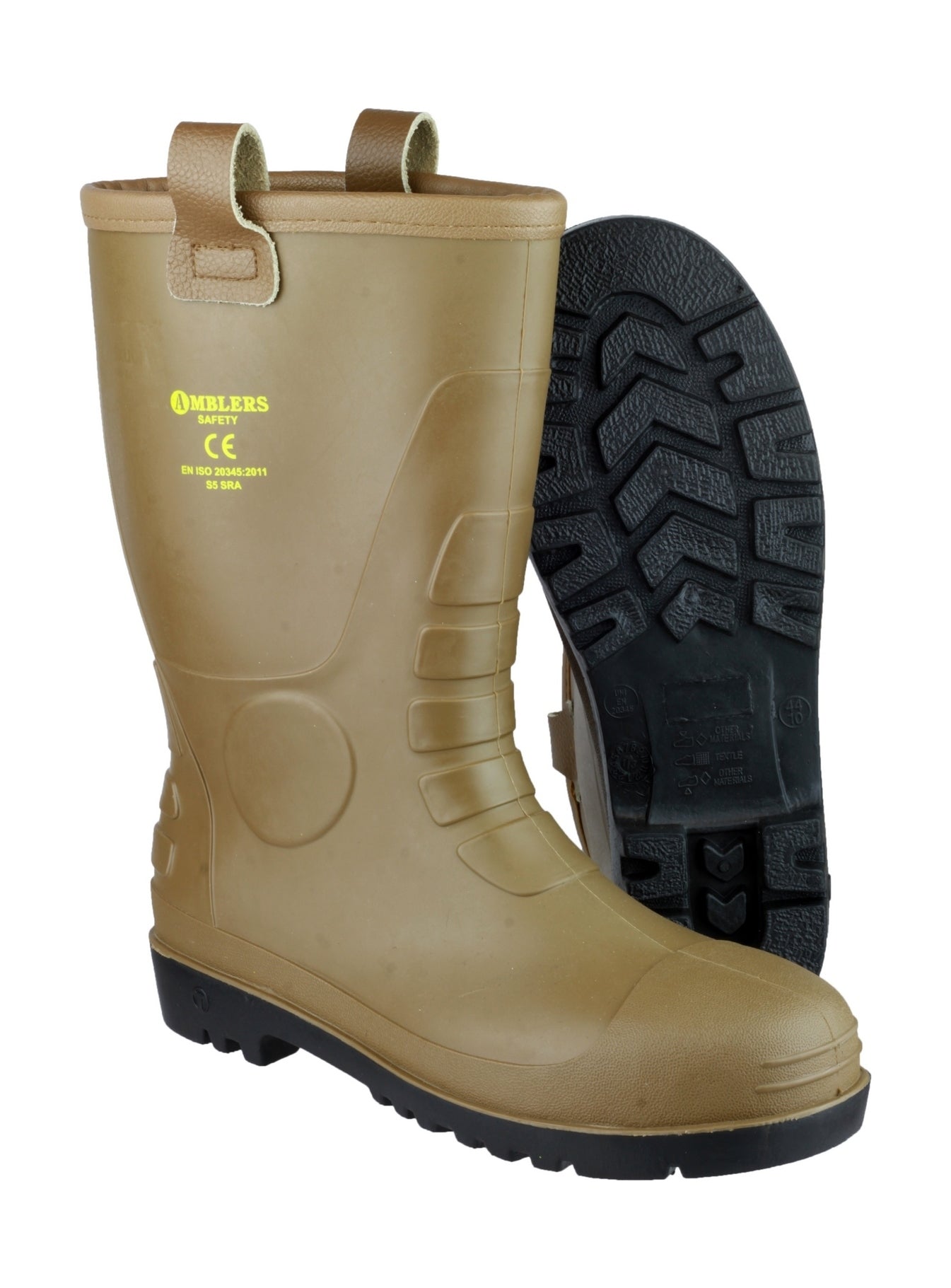 Amblers Safety Mens FS95 PVC PVC Waterproof Safety Rigger Boots Brown