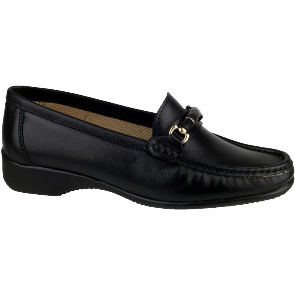 Cotswold Ladies Barington Smart Leather Moccasin Shoe Black