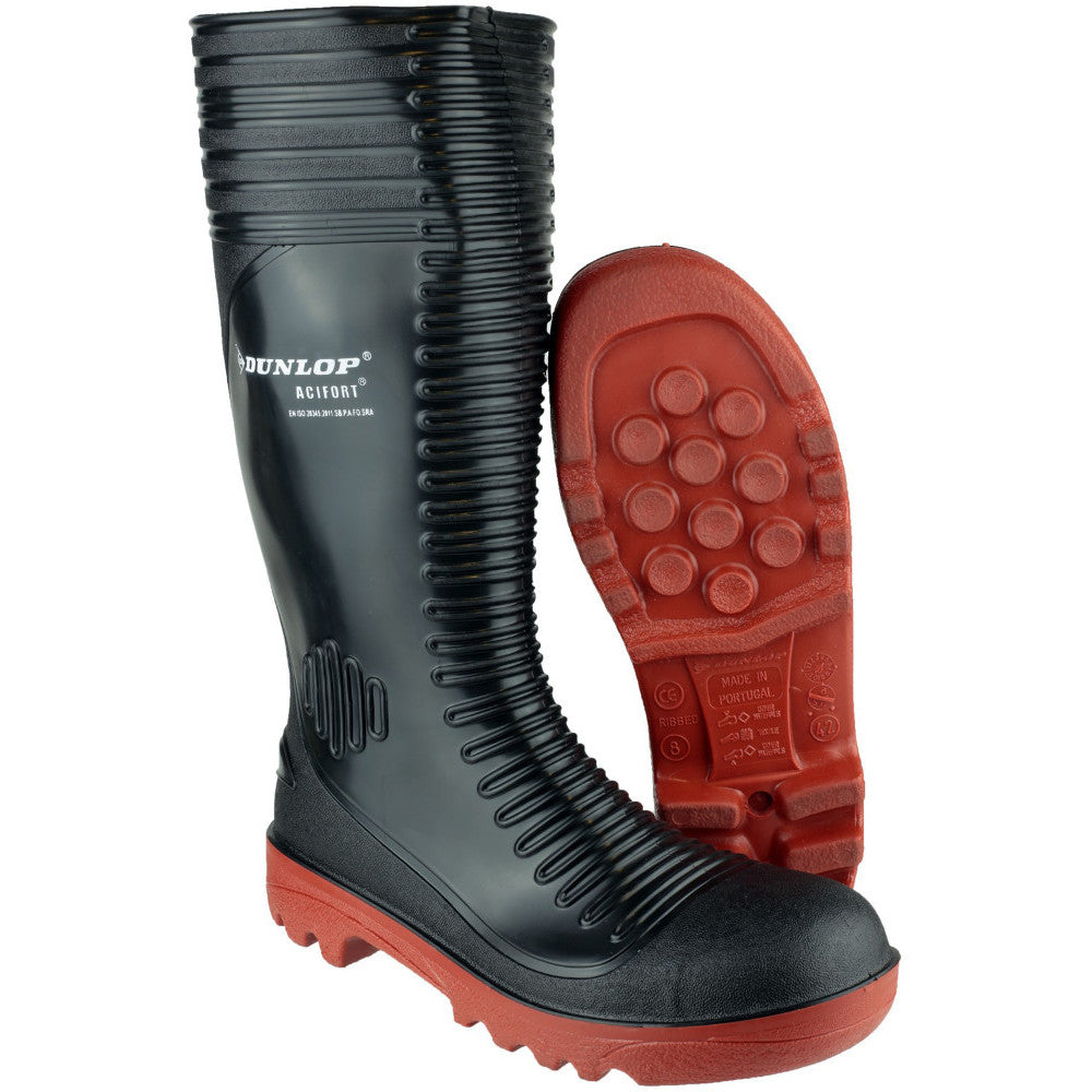 Dunlop Mens Acifort Ribbed Steel Toe & Midsole Safety Wellington Boots