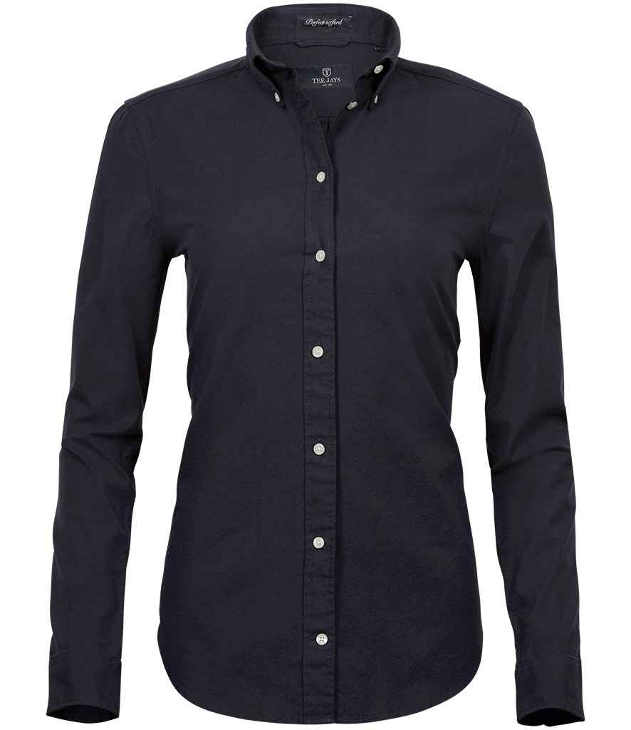 Tee Jays Ladies Perfect Long Sleeve Oxford Shirt - Black