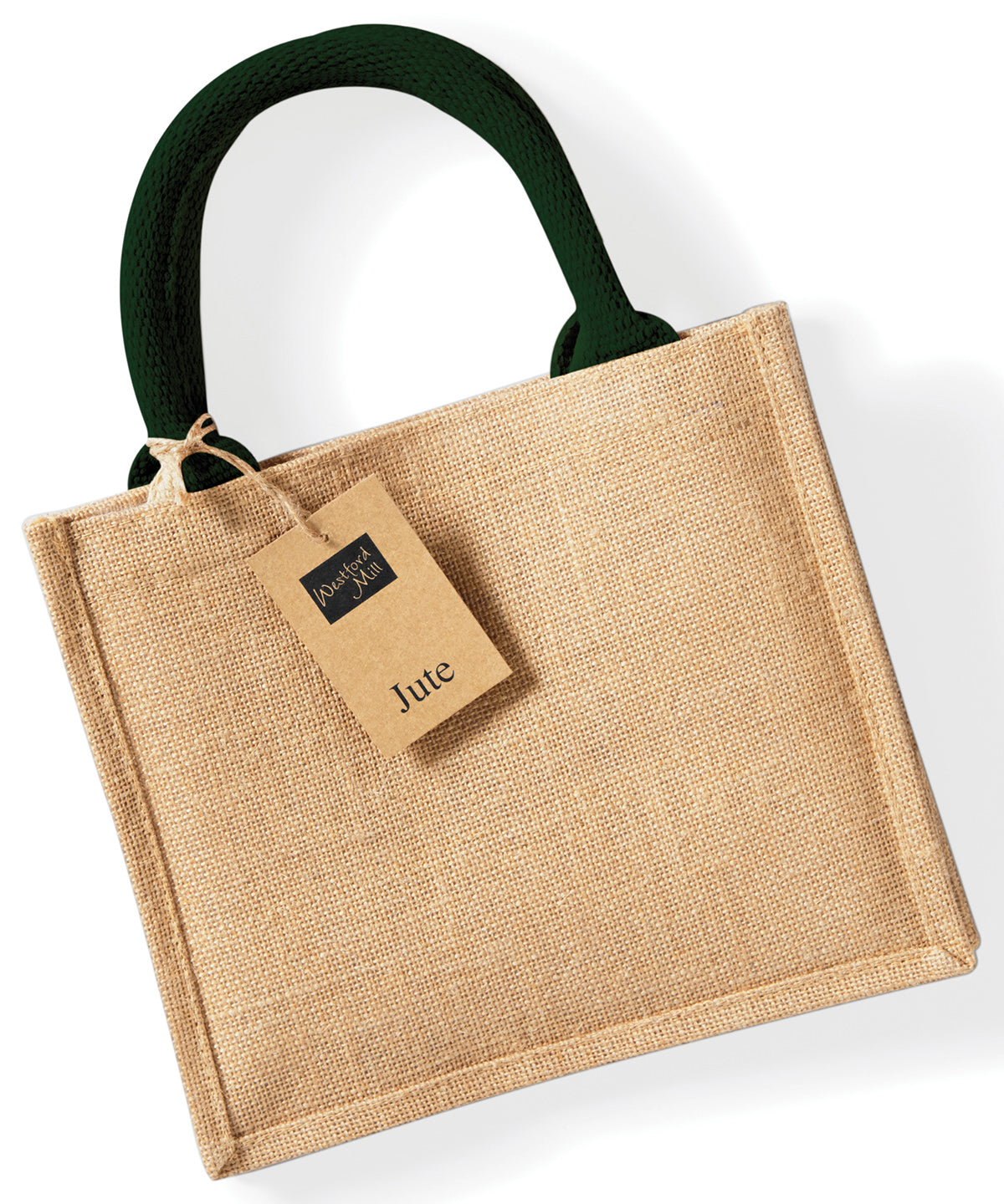 Jute mini gift bag - Natural/Forest Green