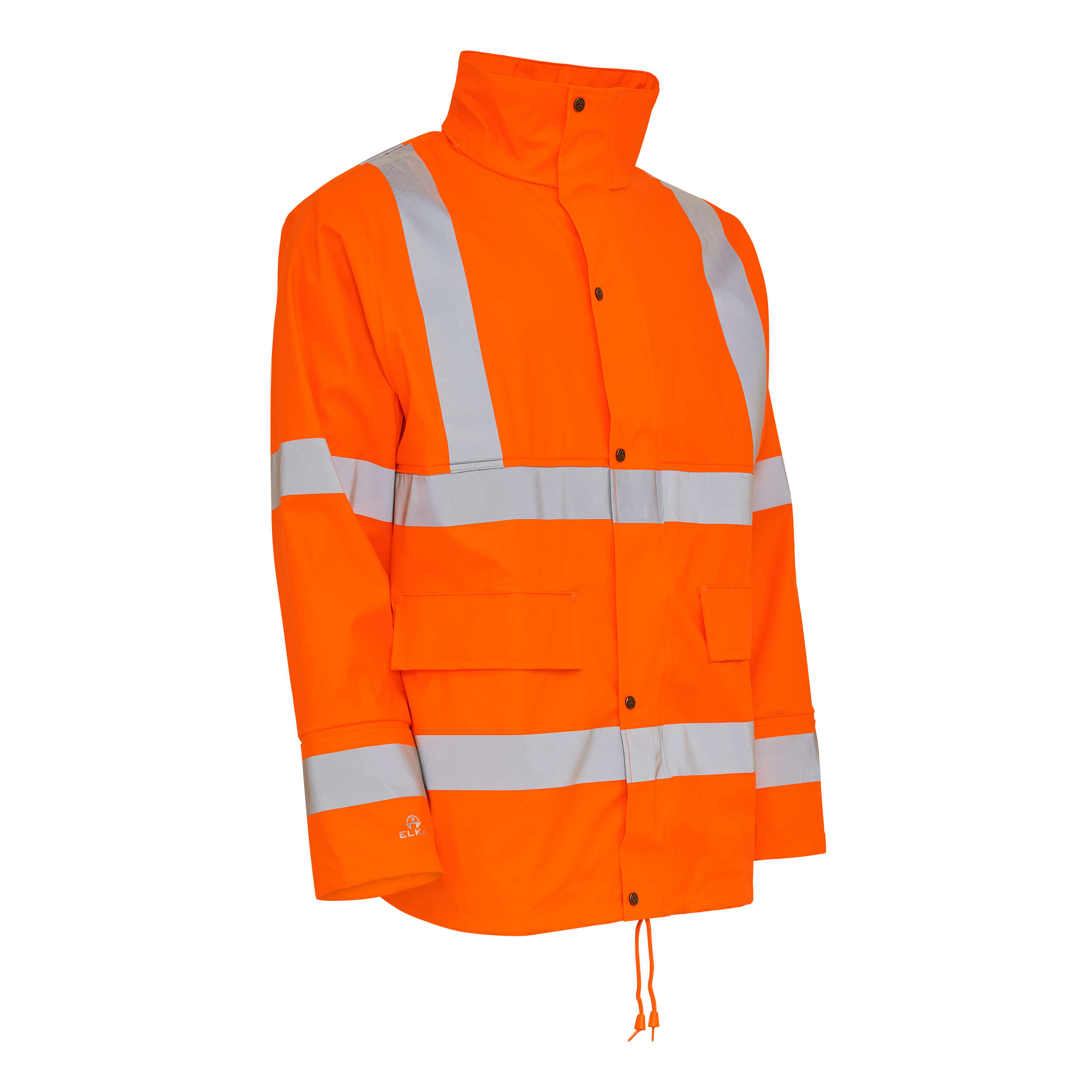 Dry Zone Visible PU Rain Jacket Hi-Vis with Reflective Stripes - Fl. orange