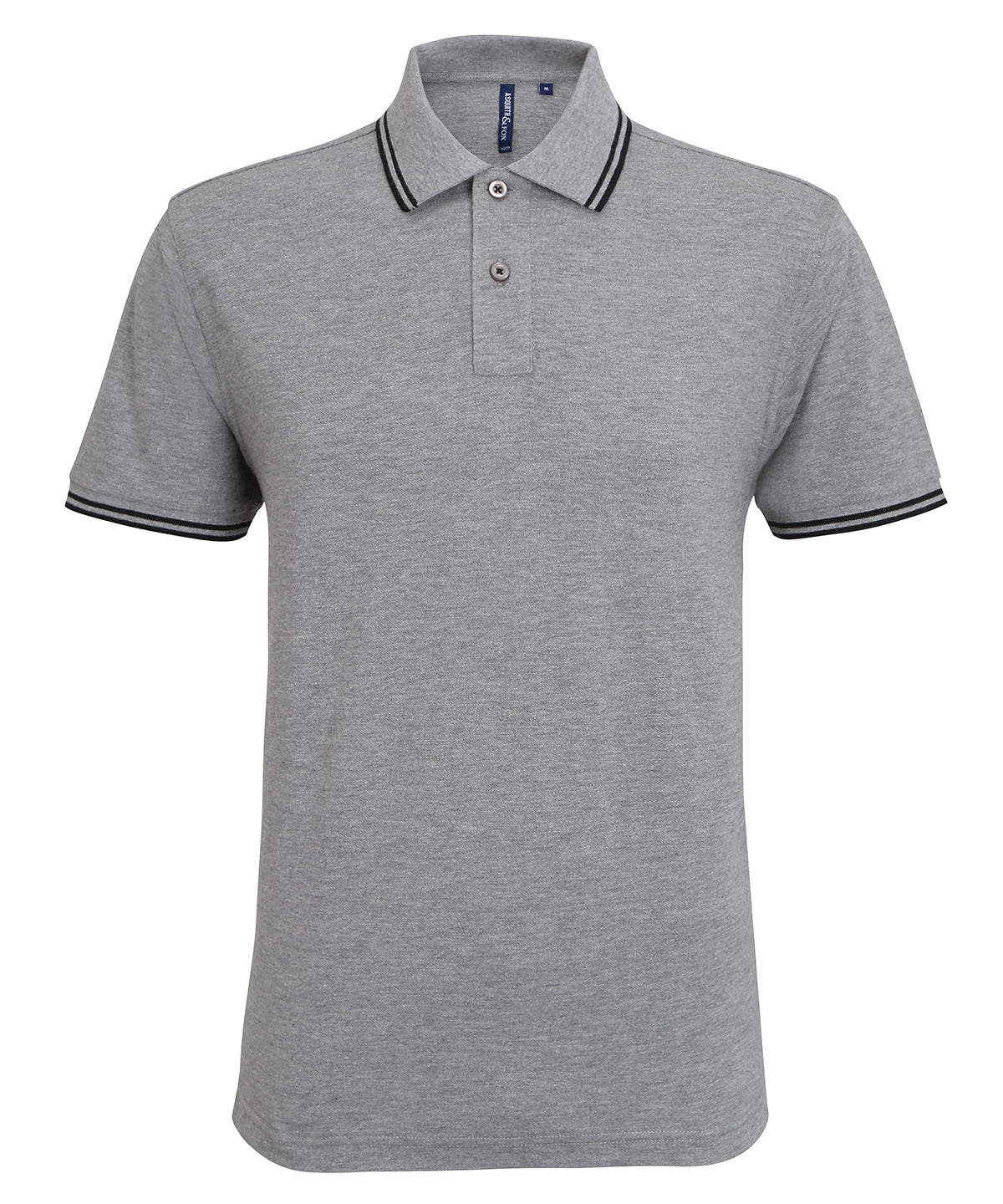 Men's classic fit tipped polo - Heather Grey/Black