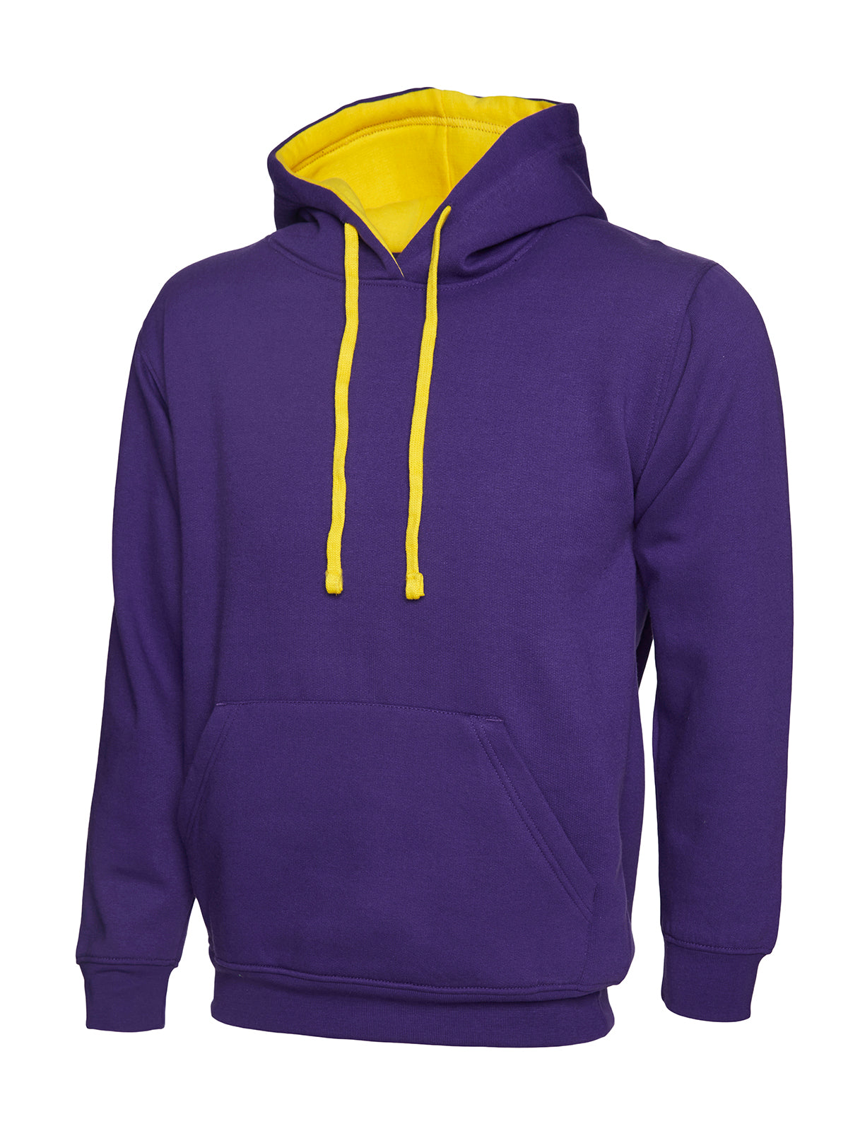 Contrast Hooded Sweatshirt  - Purple/Yellow
