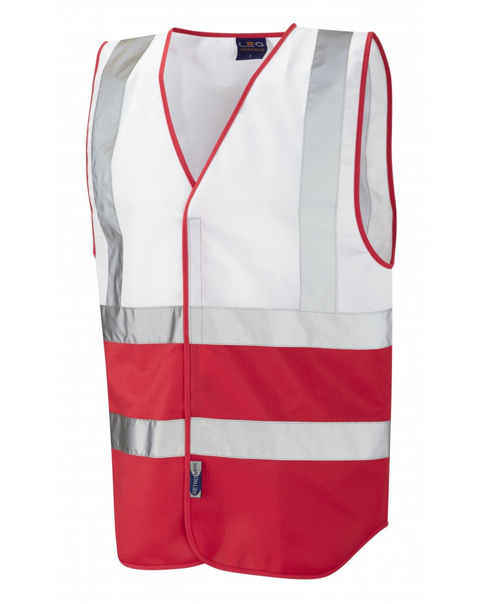 PILTON Coloured Reflective Waistcoat - WHITE/STD RED