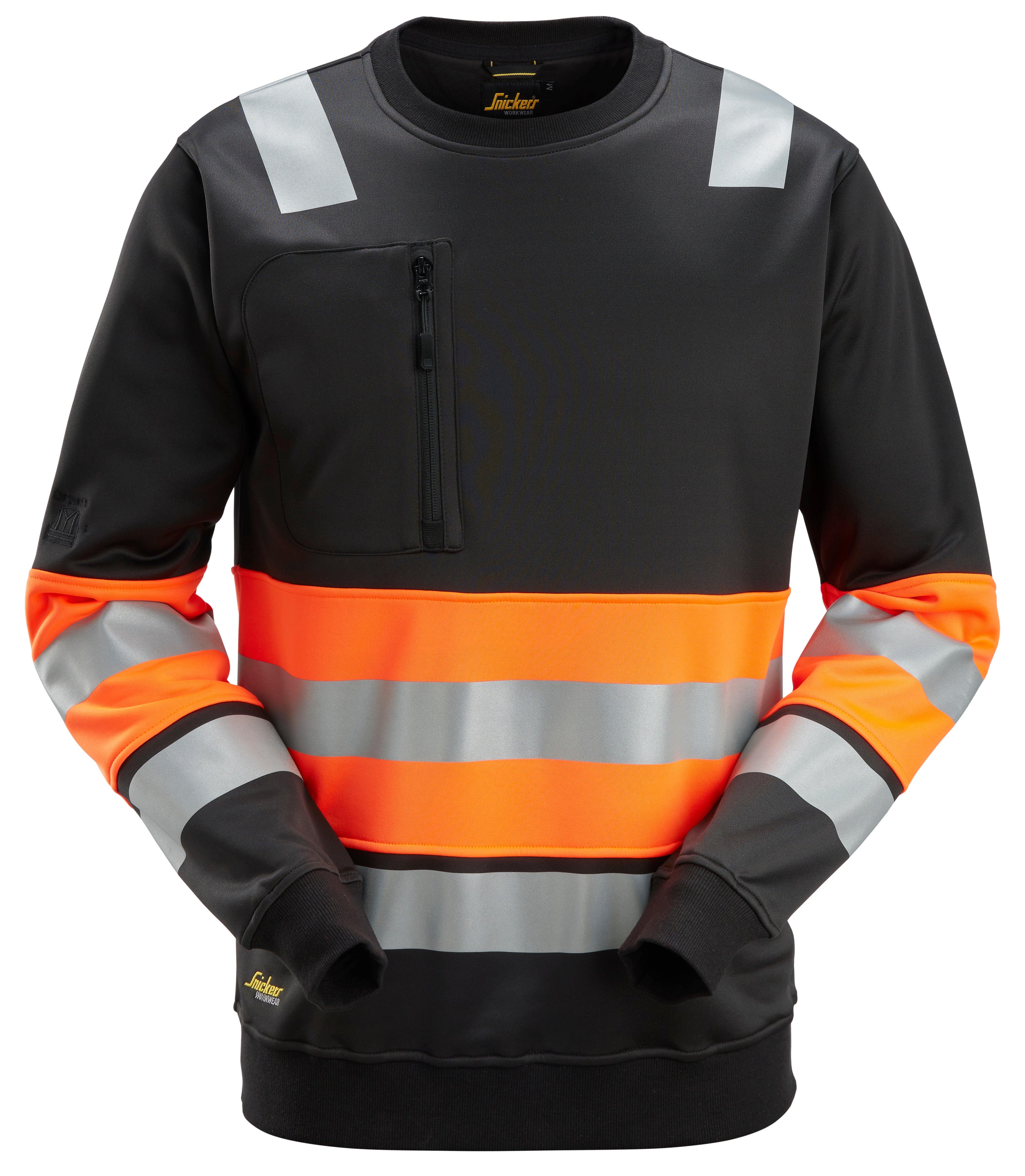 Hi-Vis Class 1 Sweatshirt - Black - High Visibility Orange - 0455