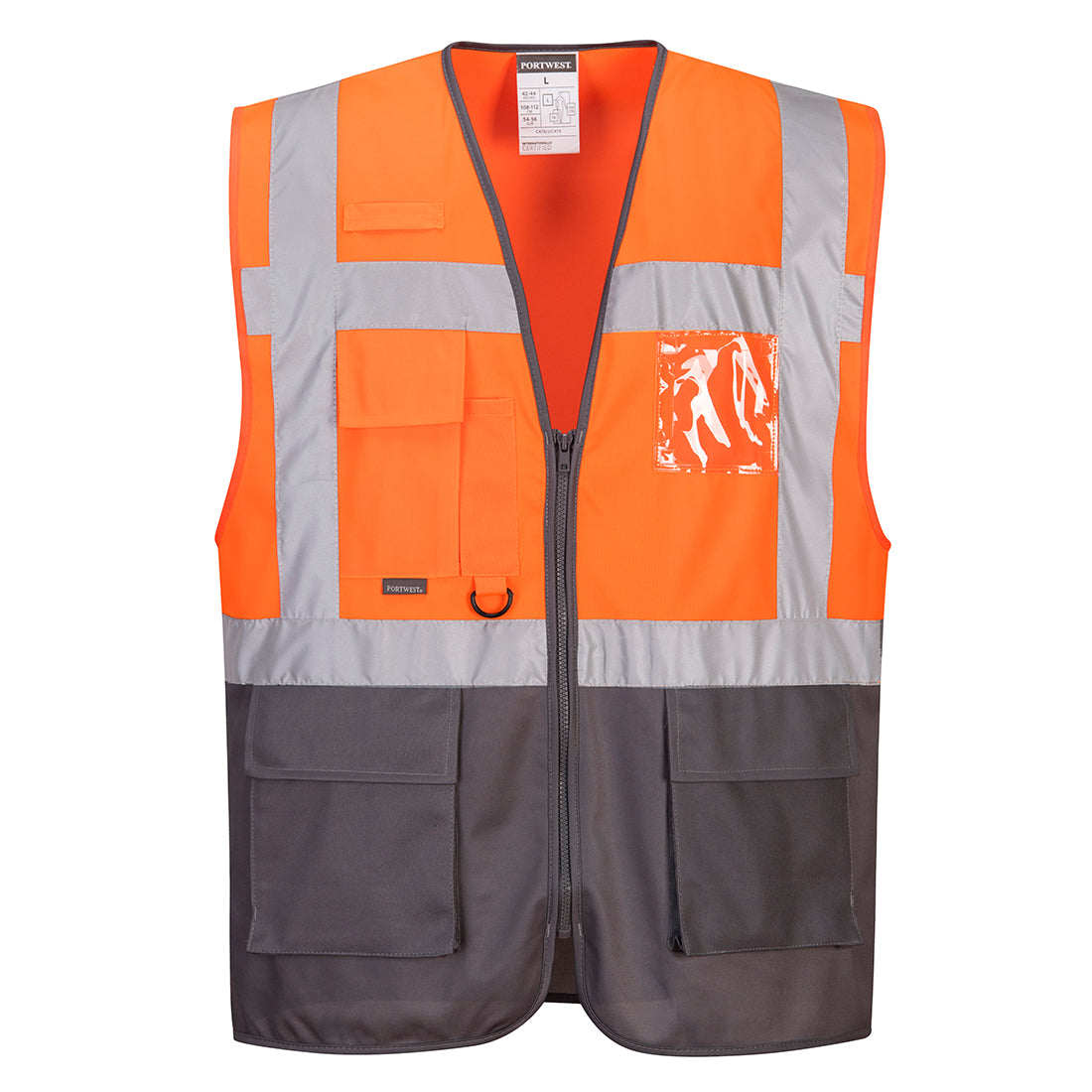 Warsaw Hi-Vis Contrast Executive Vest  - Orange/Grey