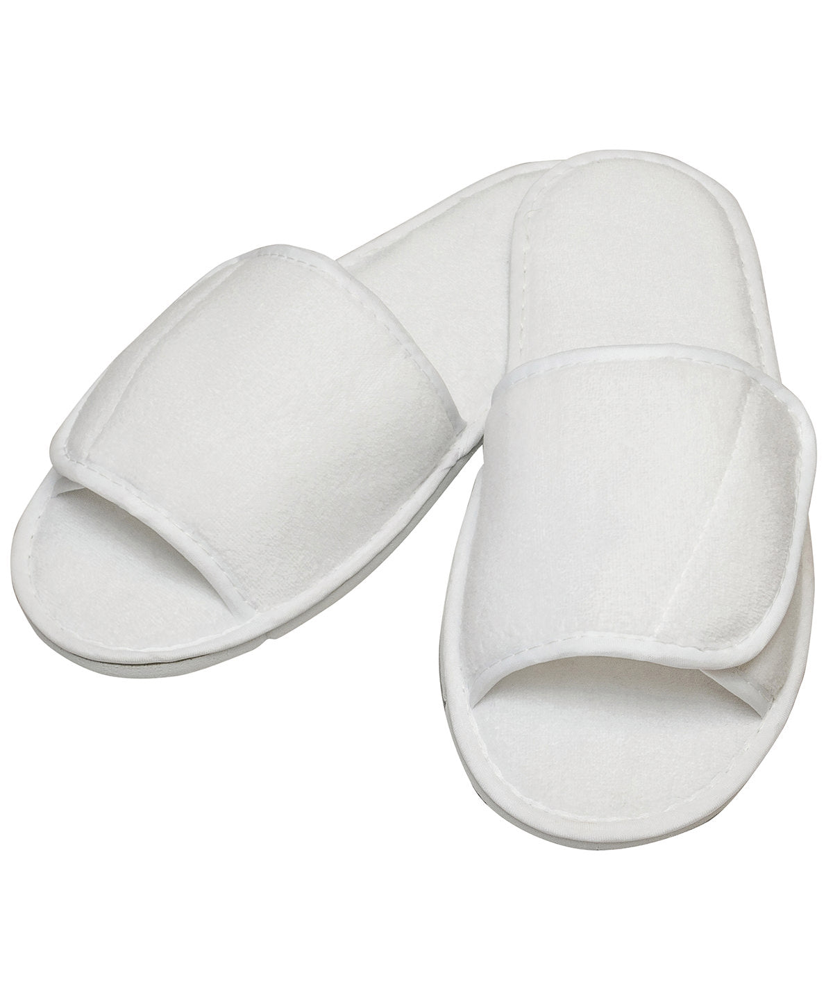 Open-toe slippers with hook and loop strap - White