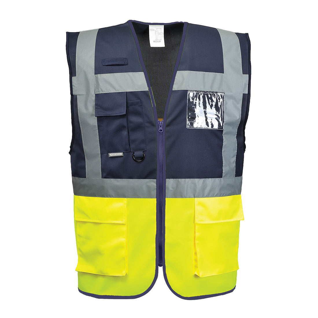 Paris Hi-Vis Contrast Executive Vest  - Yellow/Navy