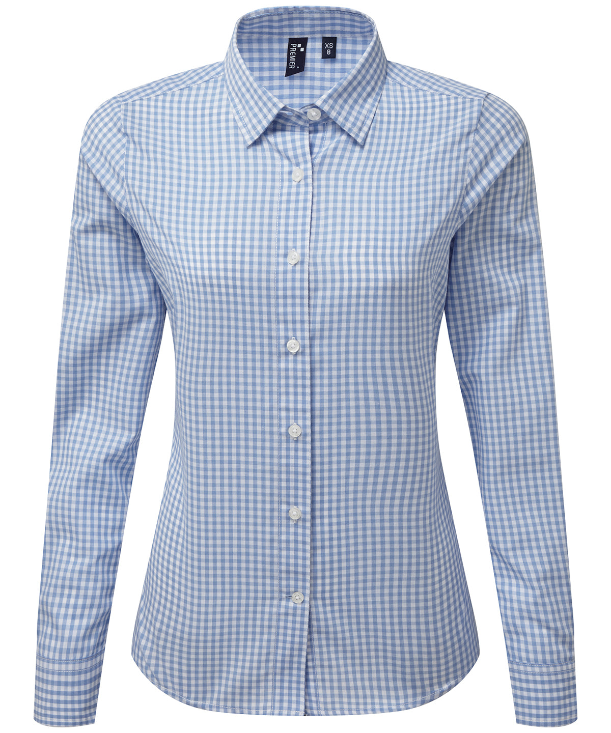 Women's Maxton check long sleeve shirt - Light Blue/ White