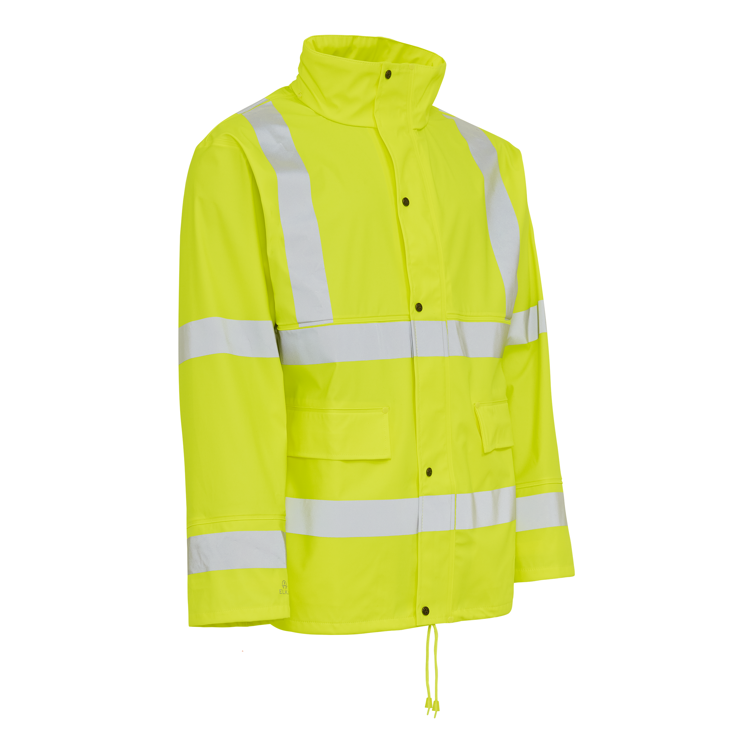 Dry Zone Visible PU Rain Jacket Hi-Vis with Reflective Stripes - Fl.yellow