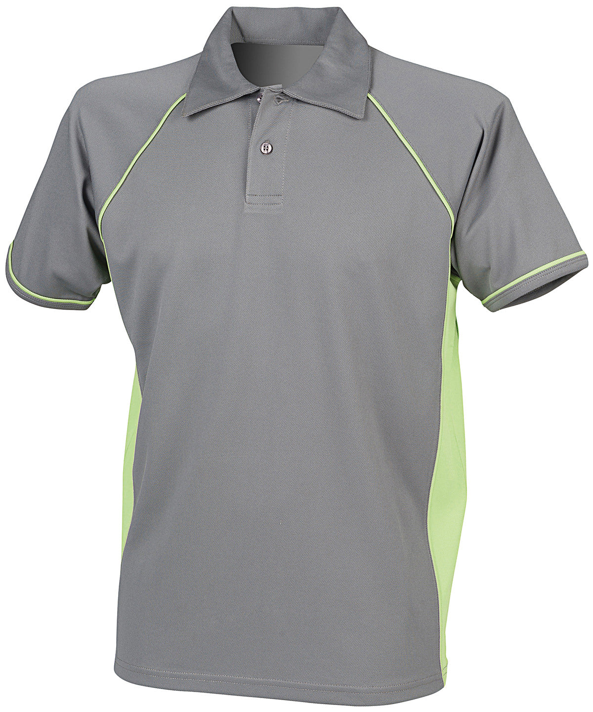 Piped performance polo - Gunmetal Grey/Lime