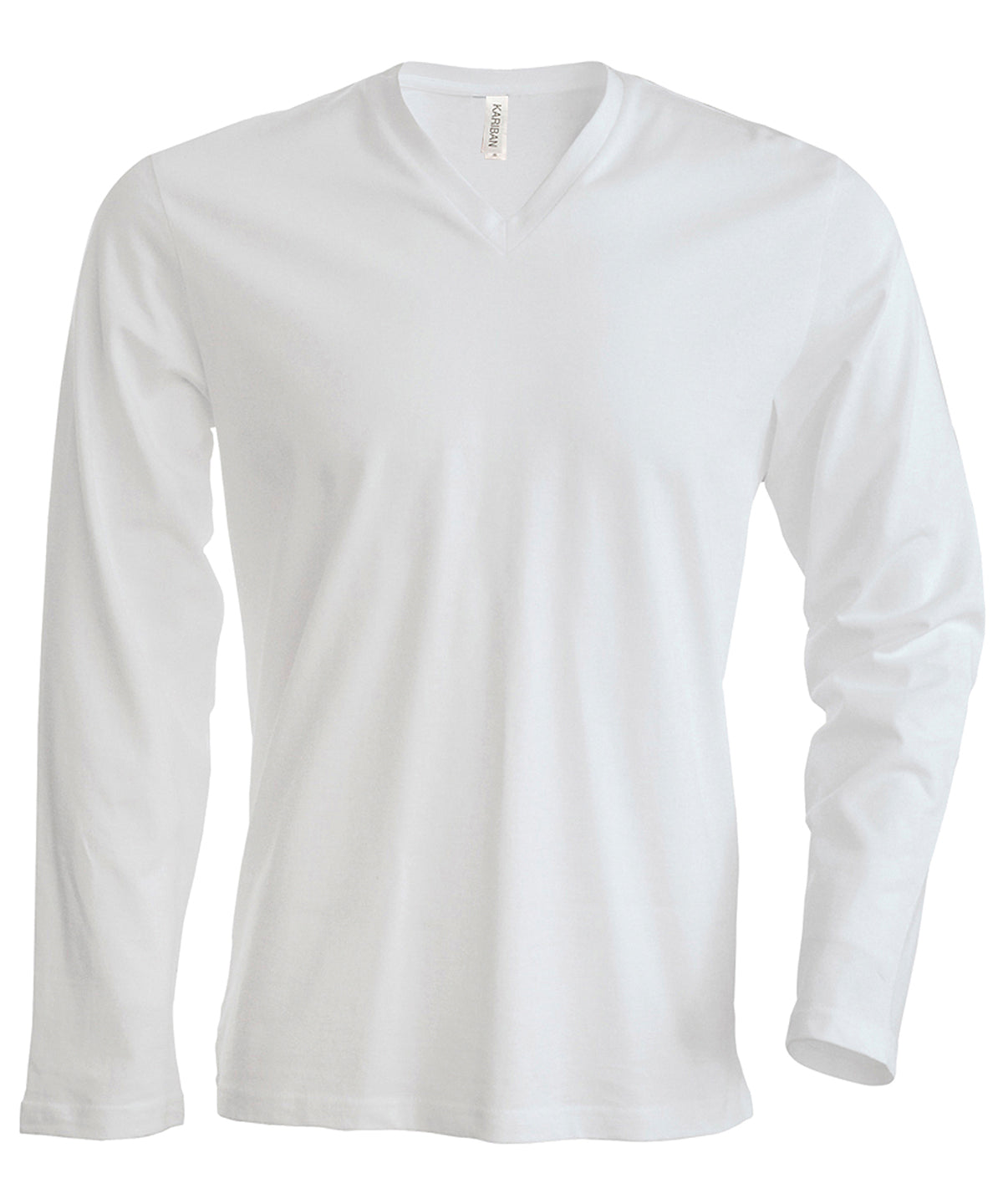 Men's long-sleeved V-neck T-shirt - White