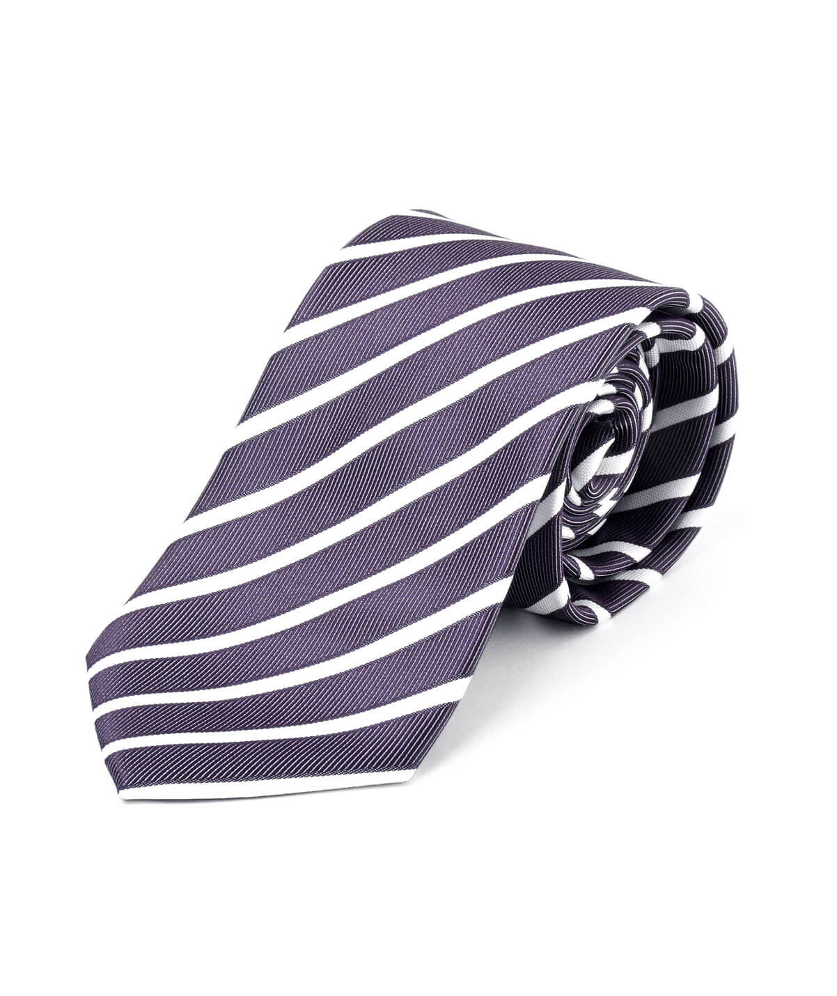 Stripe Tie - Aubergine/White Stripe