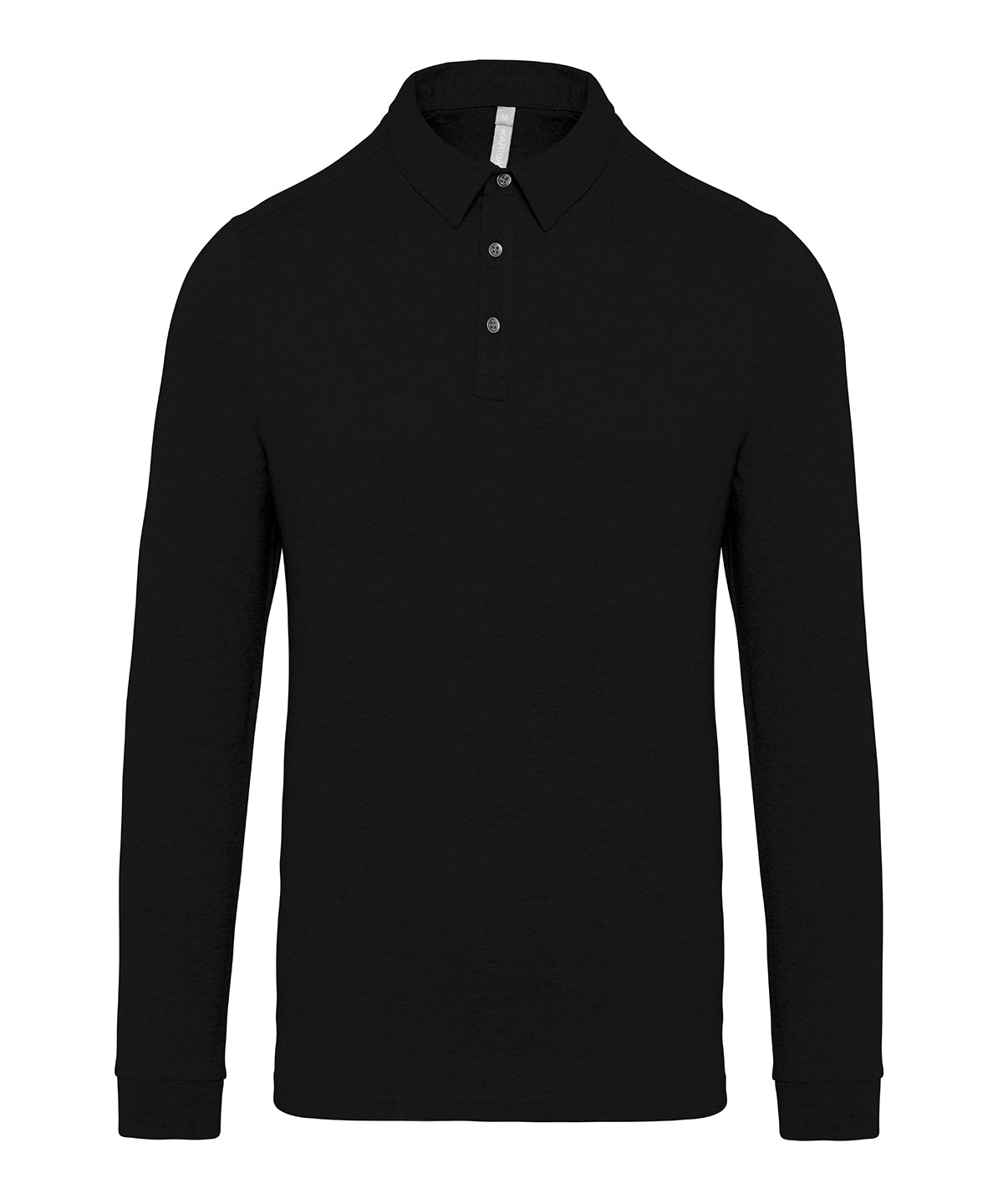 Jersey knit long sleeve polo shirt - Black