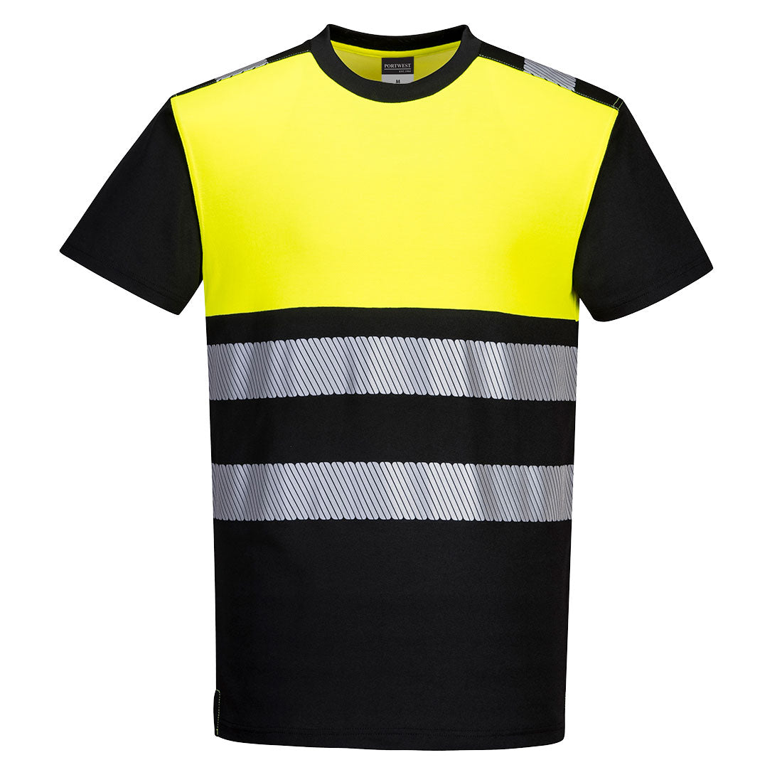 PW3 Hi-Vis Cotton Comfort Class 1 T-Shirt S/S  - Black/Yellow