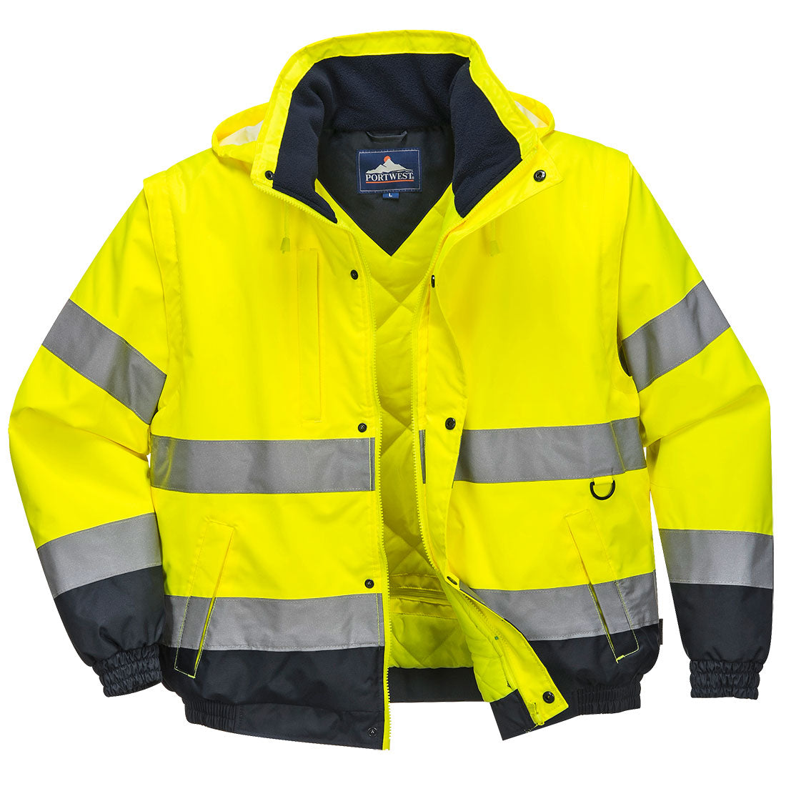 Hi-Vis 2-in-1 Contrast Bomber Jacket  - Yellow