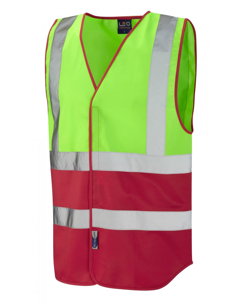 PILTON Coloured Reflective Waistcoat - LIME/STD RED