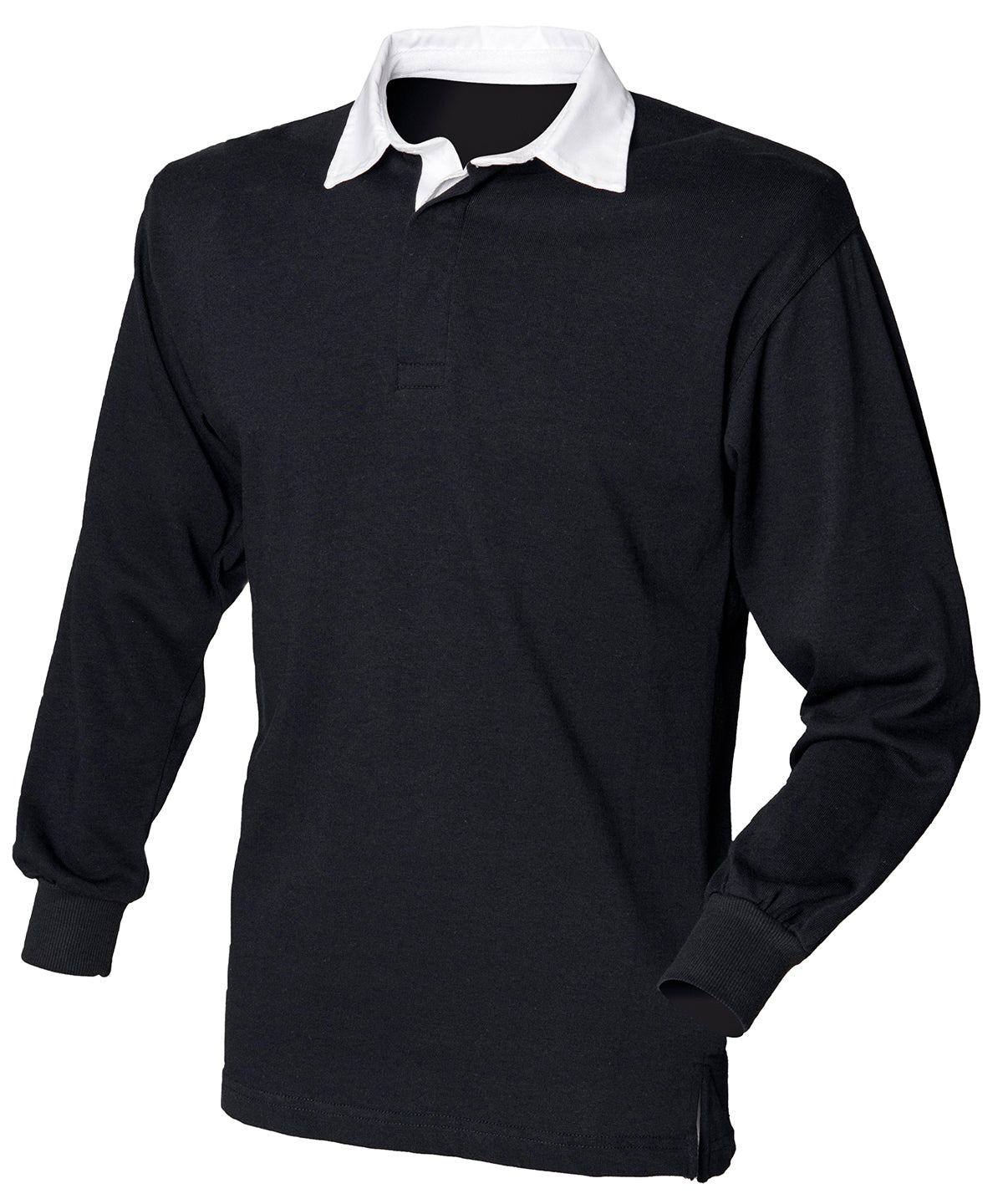 Long sleeve plain rugby shirt - Black/White