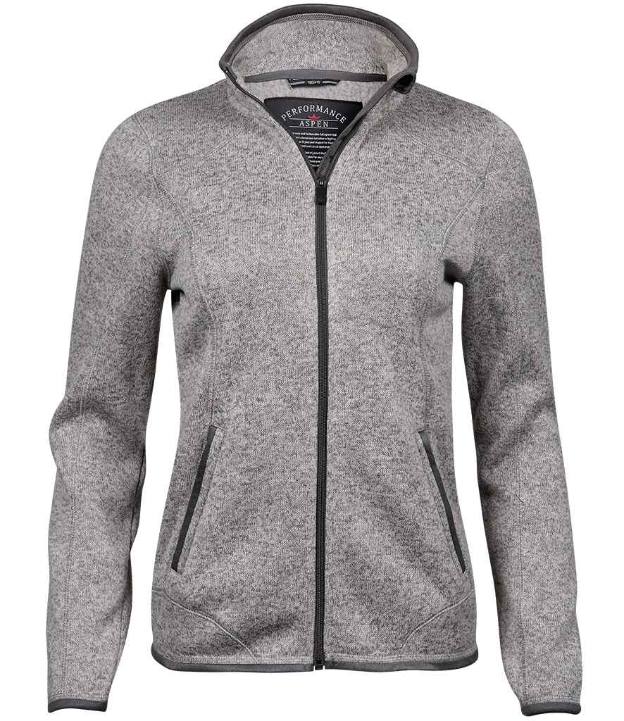 Tee Jays Ladies Knitted Outdoor Fleece Jacket - Grey Melange
