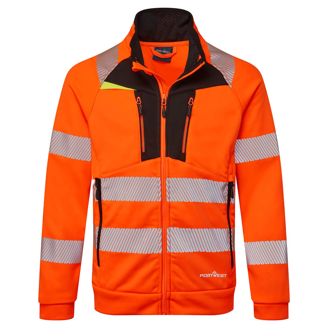 DX4 Hi-Vis Funnel Neck Zipped Sweatshirt Orange/Black - Orange/Black