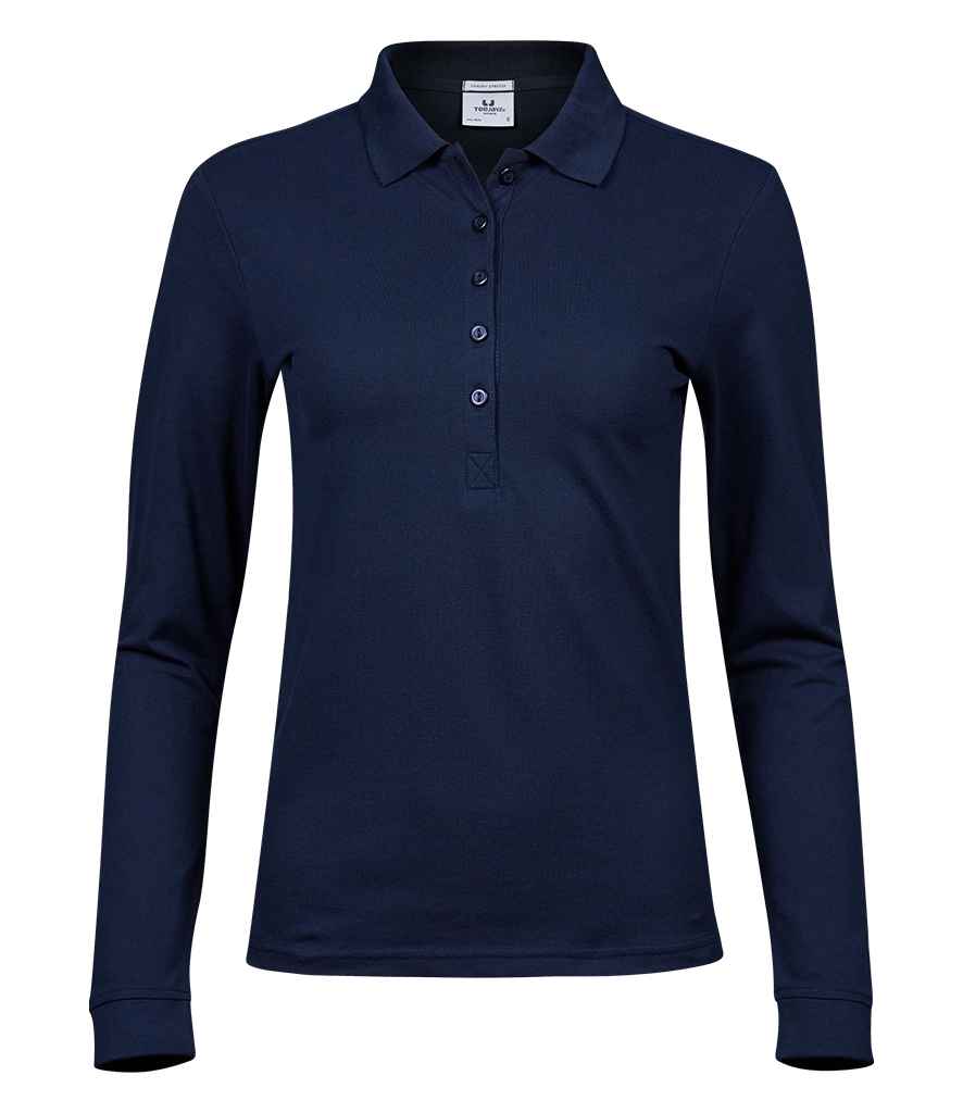 Tee Jays Ladies Luxury Stretch Long Sleeve Polo Shirt - Navy