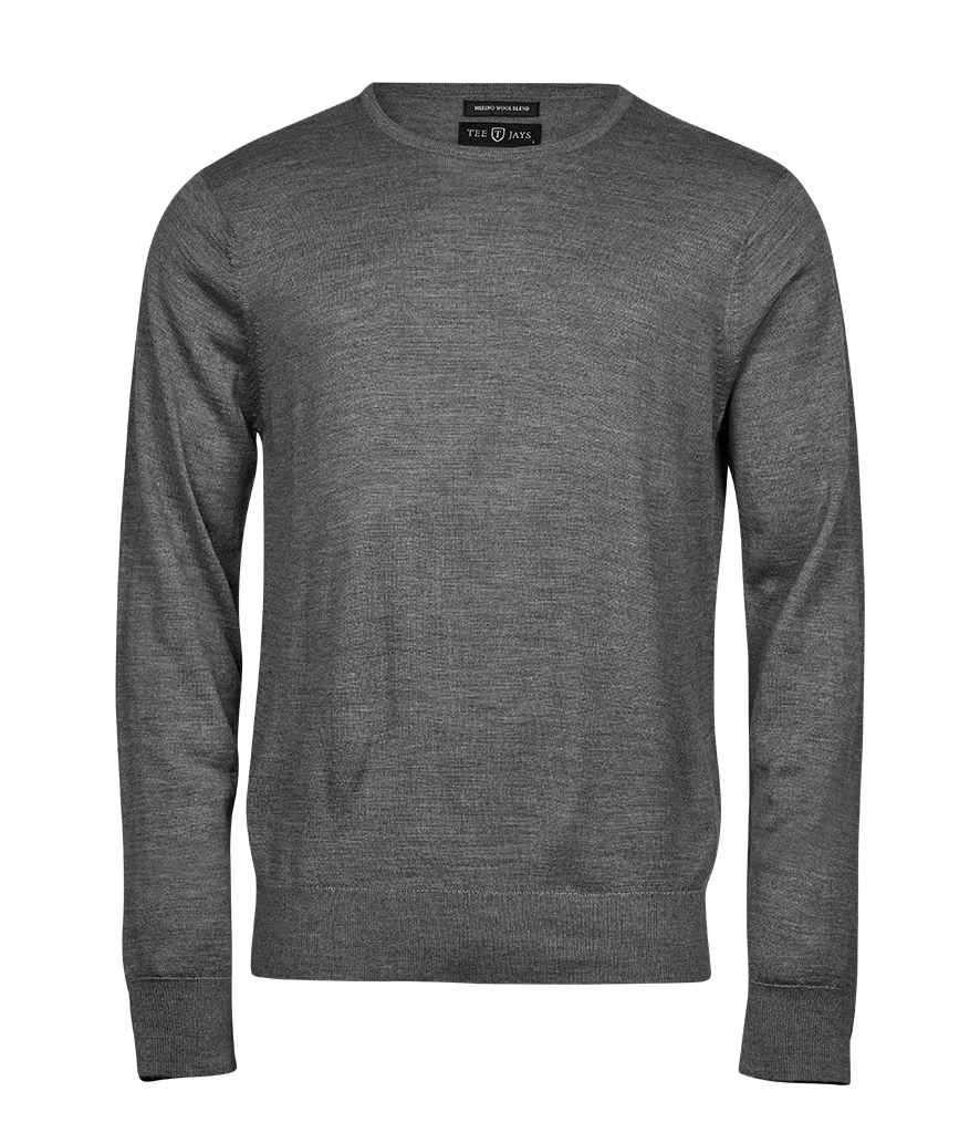 Tee Jays Merino Blend Crew Neck Sweater - Grey Melange