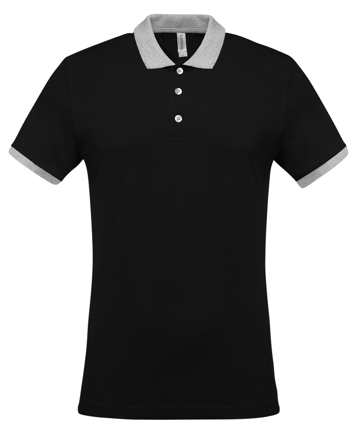 Two-tone piqué polo shirt - Black/Oxford Grey