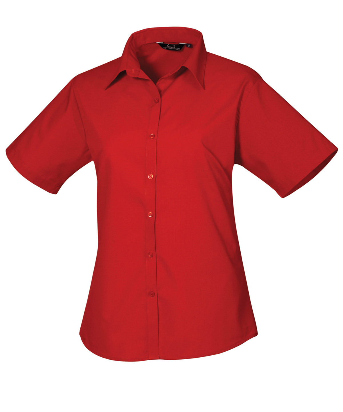 Women's short sleeve poplin blouse - Red